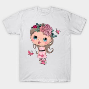 Cute little girl princess in pink dress. T-Shirt